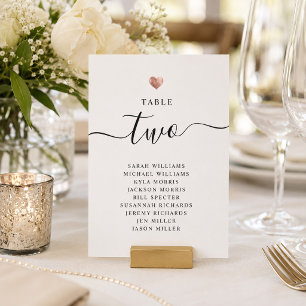 Modern Rose Gold Wedding Table Number Cards