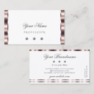 Modern Rose Gold White Sparkling Diamonds Luxury Business Card