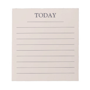 Modern Rose Grey Lavender TODAY to do list Lined Notepad