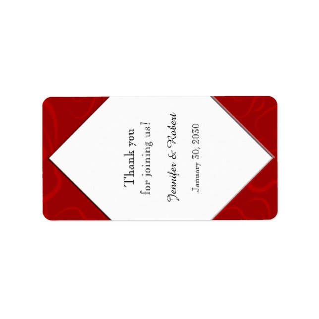 Modern Rose in Red Wedding Lip Balm Label (Front)