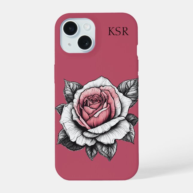 Modern Rose  iPhone 15 Case (Back)