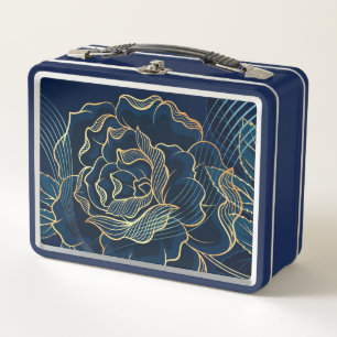 Modern Rose Outline Metal Lunch Box