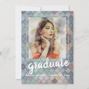 Modern Rose Photo Frame Graduation Party Invitation