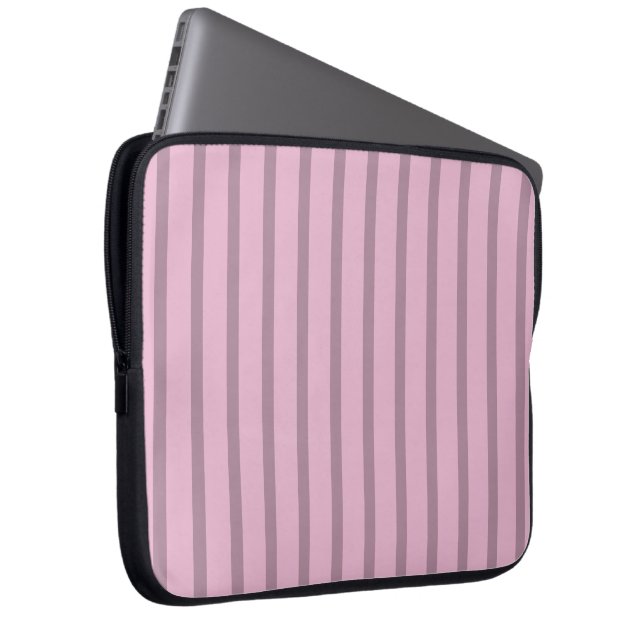 Modern Rose Pink and Mauve Striped Laptop Sleeve (Front Right)