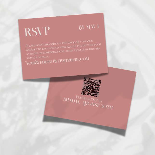 Modern Rose Pink Classic Wedding RSVP and QR Code Card (Make it easy for your guests to RSVP for your big day with this Modern Navy Classic Wedding RSVP!)