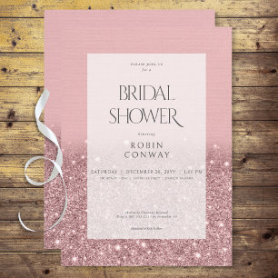Modern Rose Pink Glam Glitter Bridal Shower Invitation