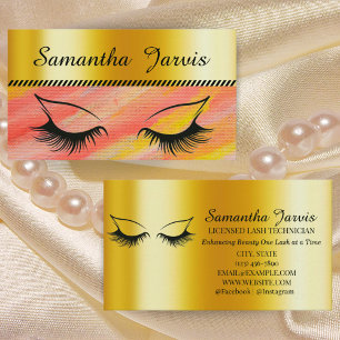 Modern Rose Pink & Gold Foil Lash Branding Business Card