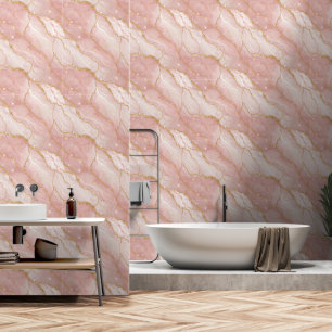 Modern Rose Quartz Marble Gold Wallpaper