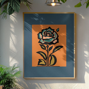 Modern Rose Revival: Bold Graphic Poster