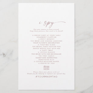 Modern Rose Script I Spy Wedding Photo Scavenger Flyer