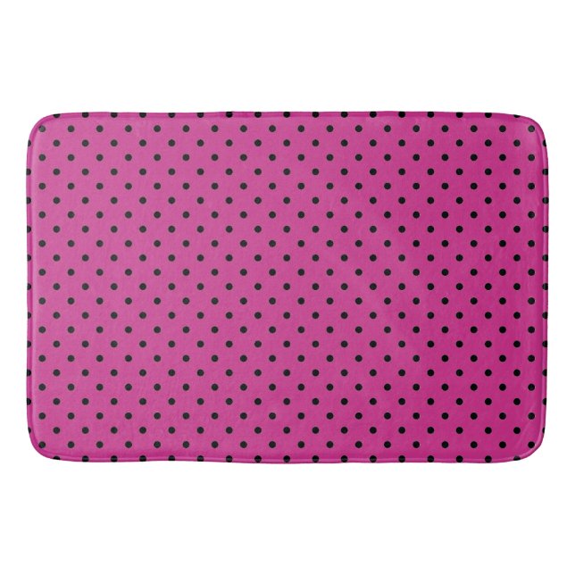 Modern Rose Violet and Black Dots  Bath Mat (Front)