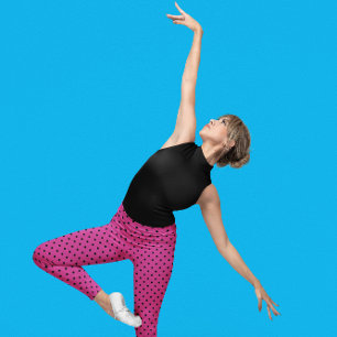 Modern Rose Violet and Black Dots Leggings