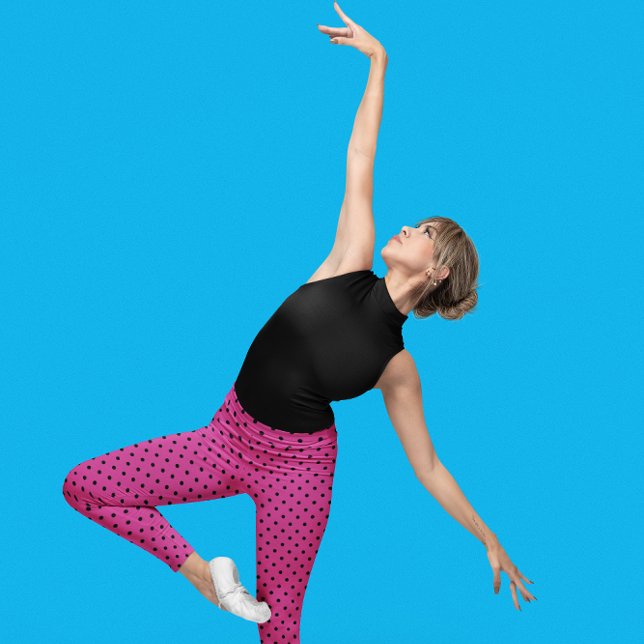 Modern Rose Violet and Black Dots  Leggings (Creator Uploaded)