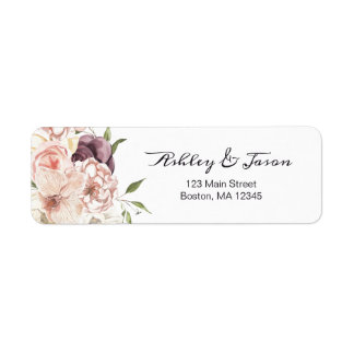 Modern Rose White Floral Return Address Label