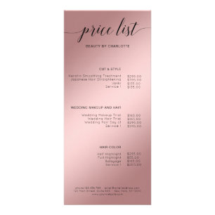 Modern, rosegold (Imitat) price list Rack Card