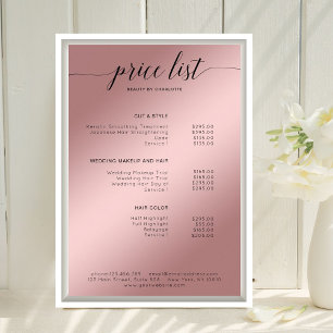 Modern Rosegold (Imitate) Price List Poster
