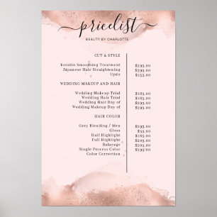 Modern Roségold Watercolor Pricelist Poster