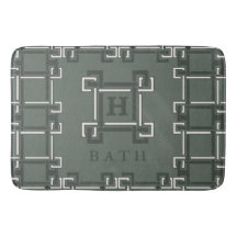 Modern Rosemary Sage Greek Key Monogram Bathroom