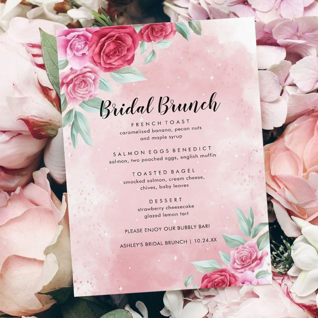 Modern Roses Bridal Brunch Menu (Creator Uploaded)