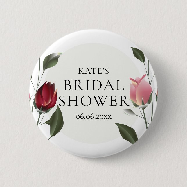 Modern Roses Bridal Shower 6 Cm Round Badge (Front)