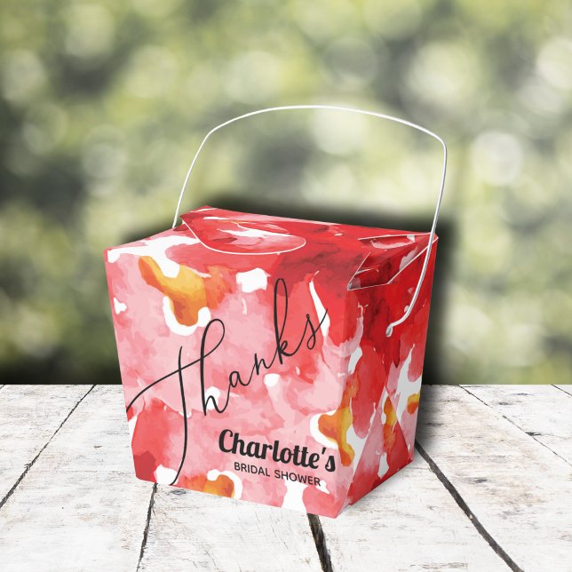 Modern Roses Bridal Shower Favour Box (Red roses floral bridal shower takeout-style favor boxes)