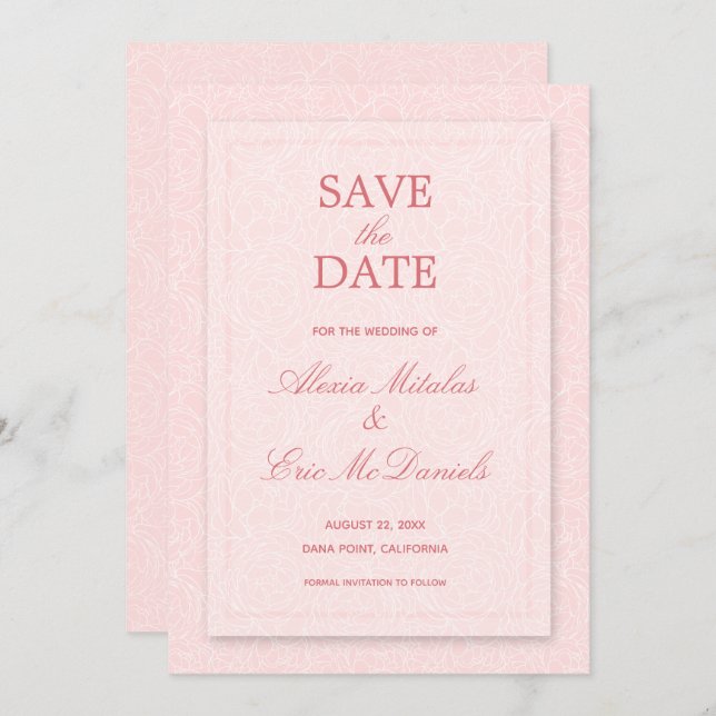 Modern Roses Chic Wedding Save The Date (Front/Back)