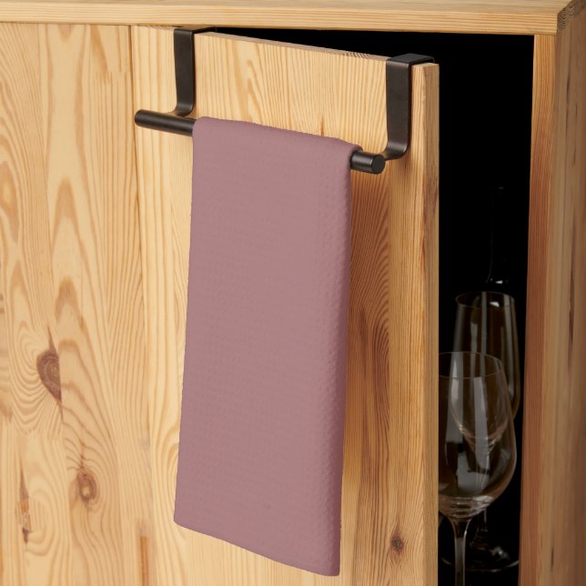 Modern Rosewood Pink Plain Solid Colour Tea Towel (Thirds Fold)