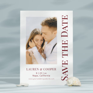 Modern Rosewood Red Wedding Photo Save The Date