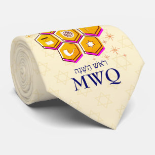 Modern Rosh Hashanah L'SHANAH TOVAH Monogram Tie