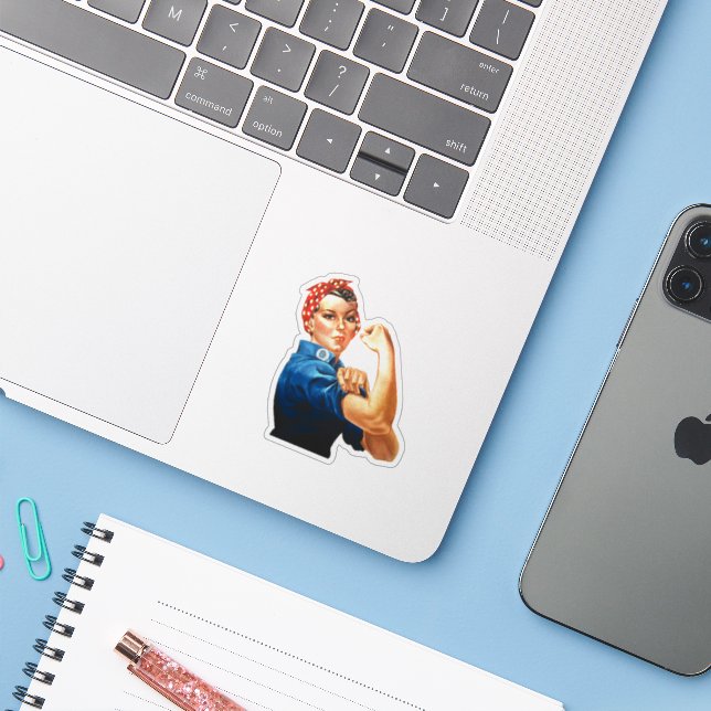 Modern Rosie the Riveter Sticker (Laptop w/ iPhone)