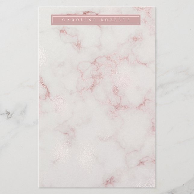 Modern Rosy Gold Marble Stationery (Front)