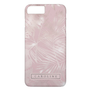 Modern Rosy Gold Palms Marble Phone Case