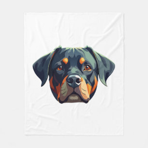 Modern Rottweiler Portrait � Bold Vector Style Dog Fleece Blanket