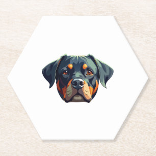Modern Rottweiler Portrait � Bold Vector Style Dog Paper Coaster