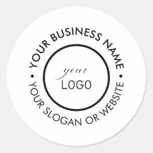 Modern Round Company Custom Logo Slogan Classic Round Sticker