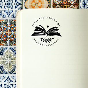 Modern Round Elegant Book Custom Library  Self-inking Stamp