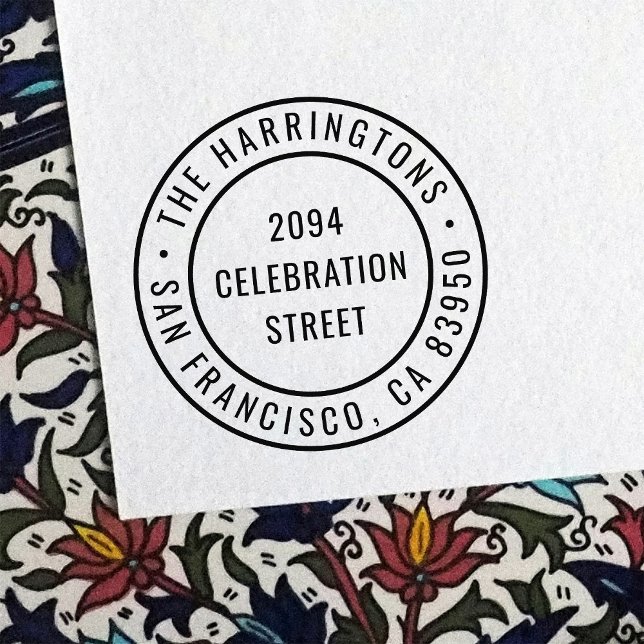 Modern Round Family Name Return Address Self-inking Stamp (Creator Uploaded)