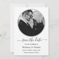 Modern Round Frame Black and White Photo