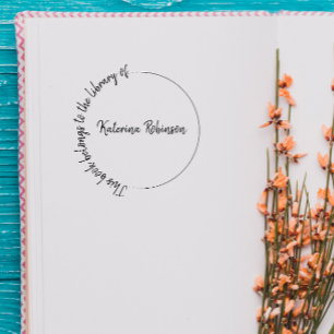 Modern Round Hand-written Custom Name Bookstore Self-inking Stamp