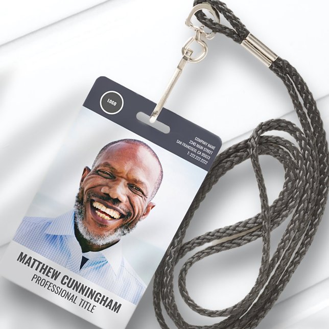 Modern Round Logo  Employee Photo Name Barcode ID Badge (Creator Uploaded)