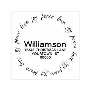 Modern Round Love Joy Peace Return Address Self-inking Stamp