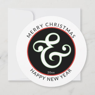 Modern Round, Merry Christmas with Large Ampersand Holiday Card