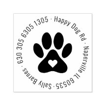 Modern Round Pet Lover Paw Print Return Address.