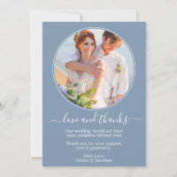 Modern Round Photo Frame Dusty Blue Wedding