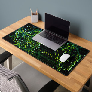Modern Routing Process Electronic Geek Green Black Desk Mat
