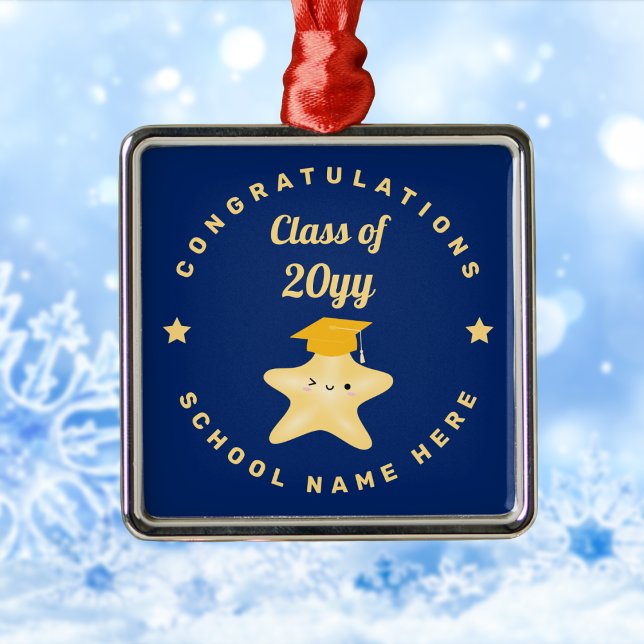 Modern Royal Blue and Gold Graduation Star Metal Tree Decoration (Creator Uploaded)