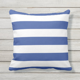 Modern Royal Blue and White Stripes Outdoor Cushion