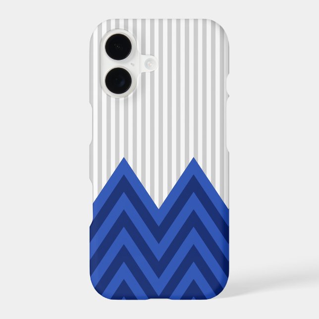Modern Royal Blue Chevron Grey Stripes Pattern (Back)