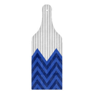 Modern Royal Blue Chevron Grey Stripes Pattern Cutting Board