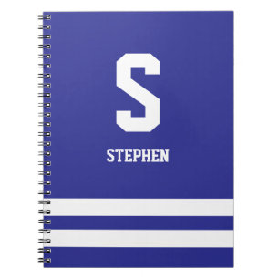 Modern Royal Blue Monogram Spiral Notebook Sporty